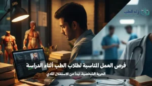 صورة بها مثال على طالب طب، يجمع بين العمل عن بعد كوظيفة إضافية، بجانب دراسته الأكاديمية