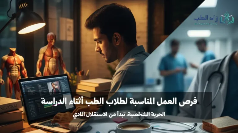 صورة بها مثال على طالب طب، يجمع بين العمل عن بعد كوظيفة إضافية، بجانب دراسته الأكاديمية