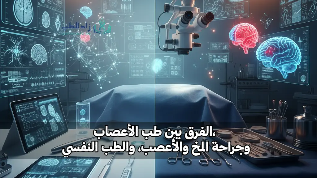 الفرق بين تخصص النيورولوجي، والطب النفسي، وجراحة المخ والأعصاب