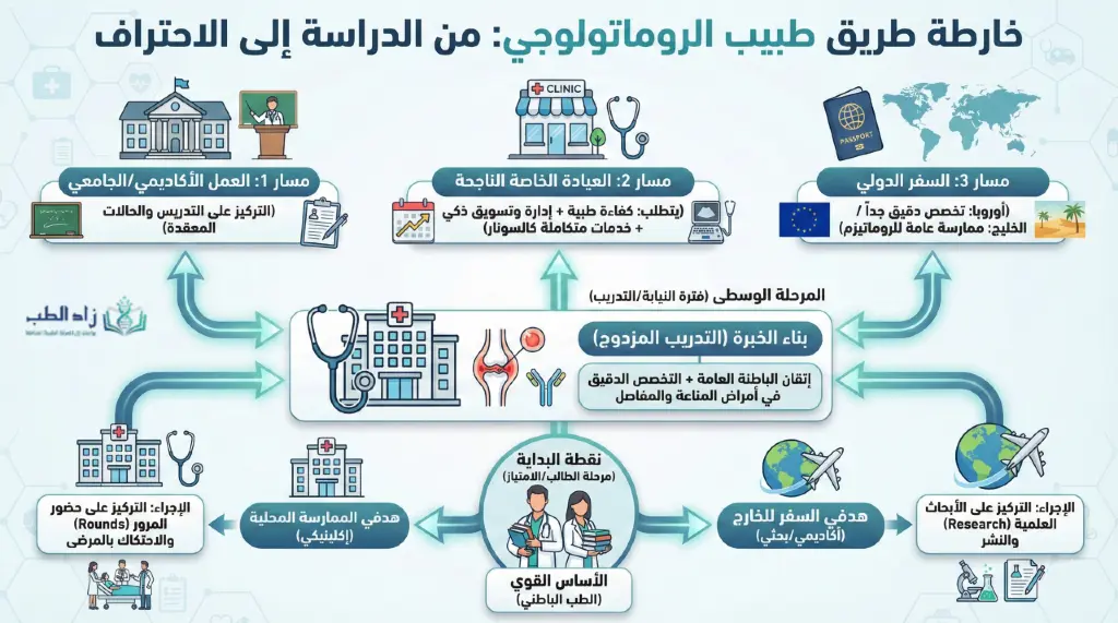 انفوجراف عن خريطة الطبيب في تخصص الروماتولوجي