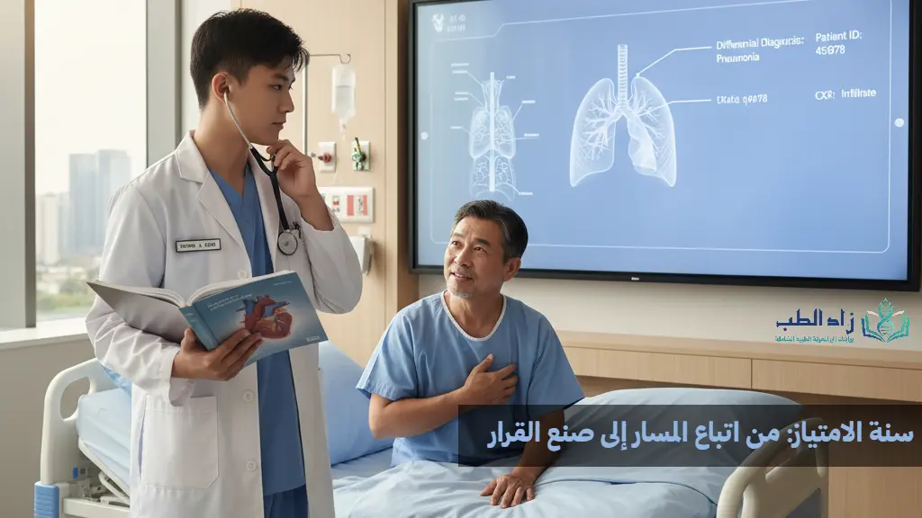 صورة معبرة لطبيب توضح كيف تحول سنة الامتياز في الطب الفكر من الدراسة إلى الممارسة