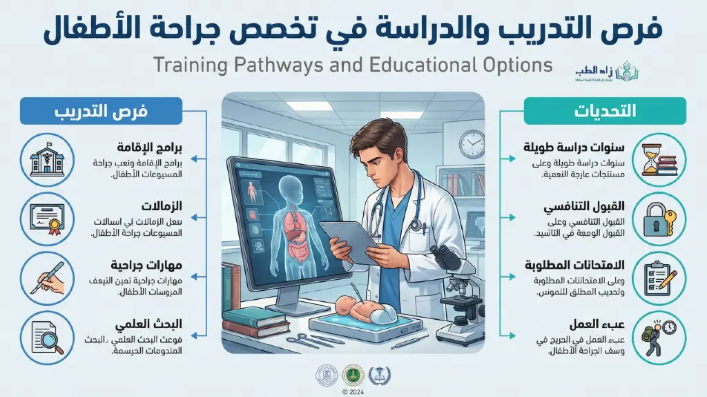 فرص التدريب والتعليم في تخصص جراحة الأطفال