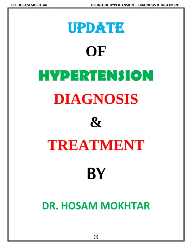 كتاب Update Of Hypertension Diagnosis and Treatment pdf