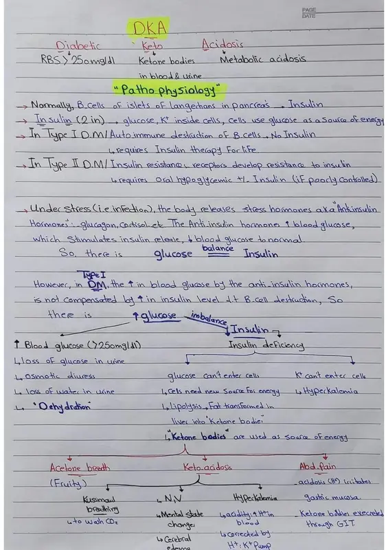 شرح DKA في 4 ورقات pdf